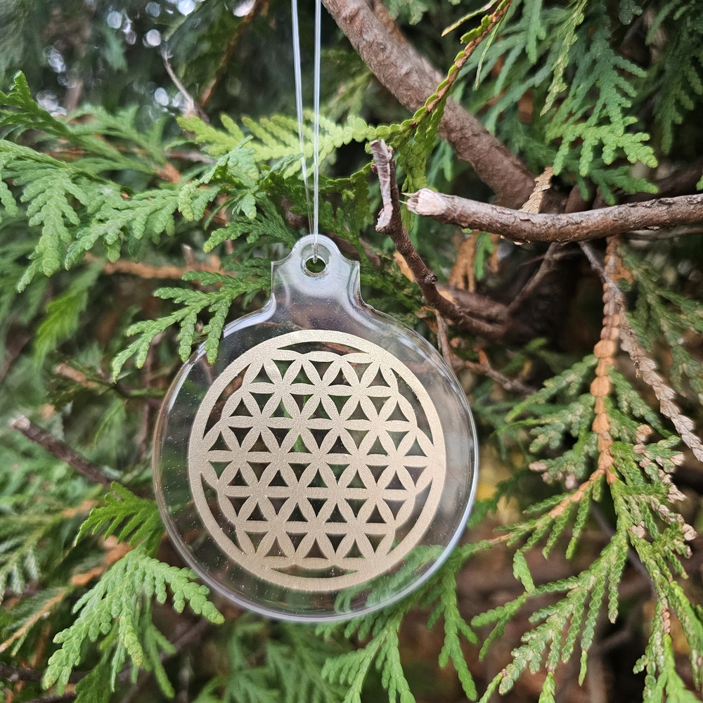 2/15$ Gold-Silver Geometric Holiday Ornament With Flower of Life